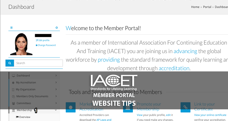 Your IACET Dashboard image